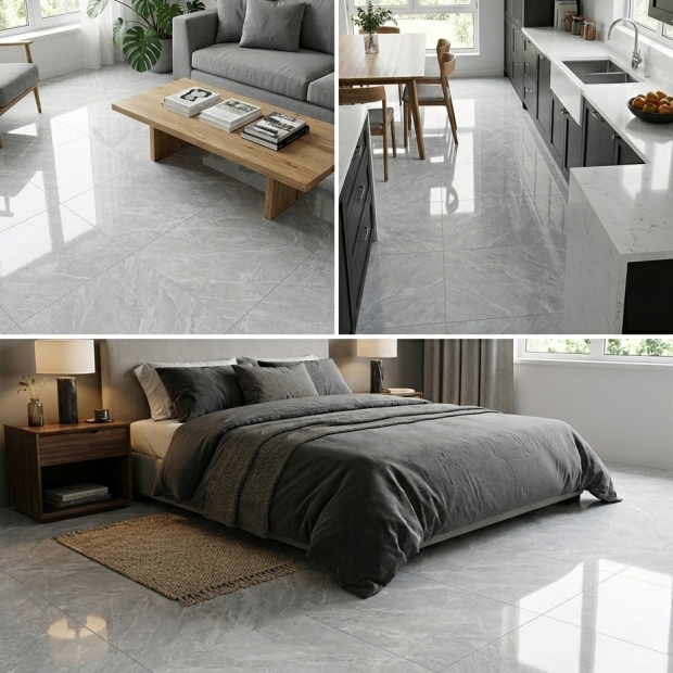 GẠCH 80X80 BÓNG KÍNH VÂN ĐÁ XÁM ĐẬM SANG TRỌNG VÀ HIỆN ĐẠI