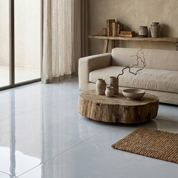 GẠCH BÓNG KÍNH 80X80 XÁM VÂN MÂY NHẠT TINH TẾ