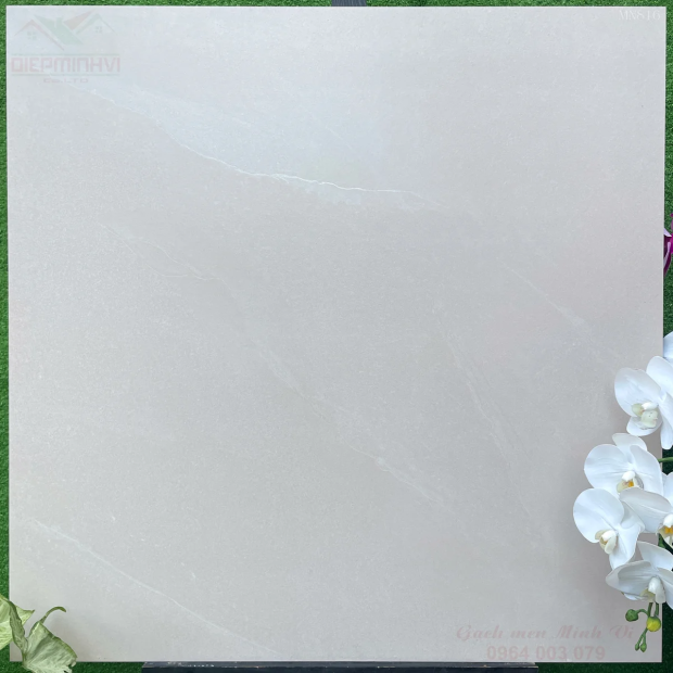 Gạch 80x80 Men Mờ Màu Vàng Kem Khắc Carving Vân Đá Nhẹ MN816