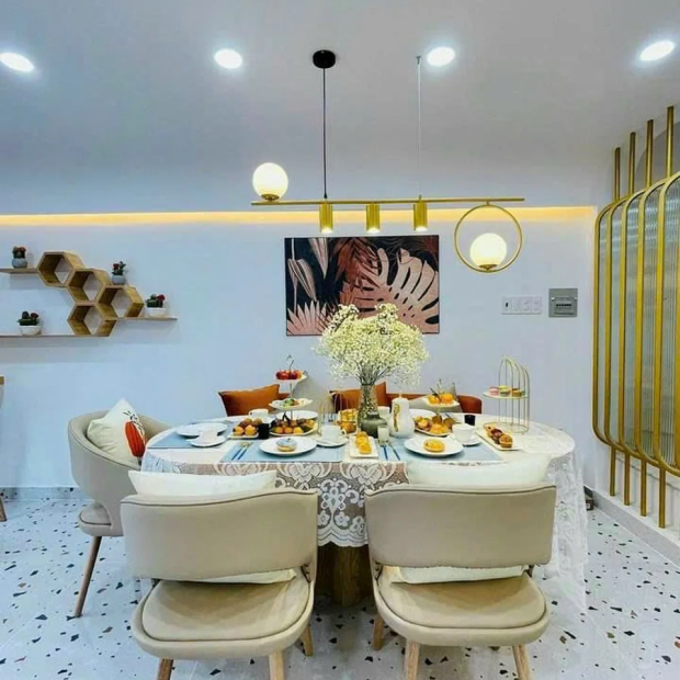 Gạch 80x80 Bóng Kính Terrazzo Trắng Hạt Nâu Xám P8814 Đẹp Hiện Đại 2026