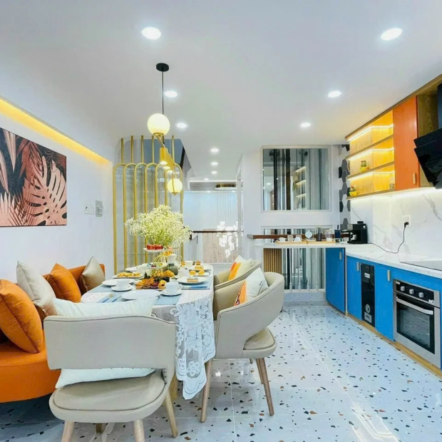 Gạch 80x80 Bóng Kính Terrazzo Trắng Hạt Nâu Xám P8814 Đẹp Hiện Đại 2026