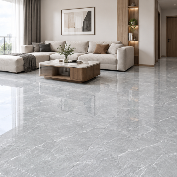 Gạch 80x80 Xám Lạnh Vân Đá Marble Bóng Kính MV805