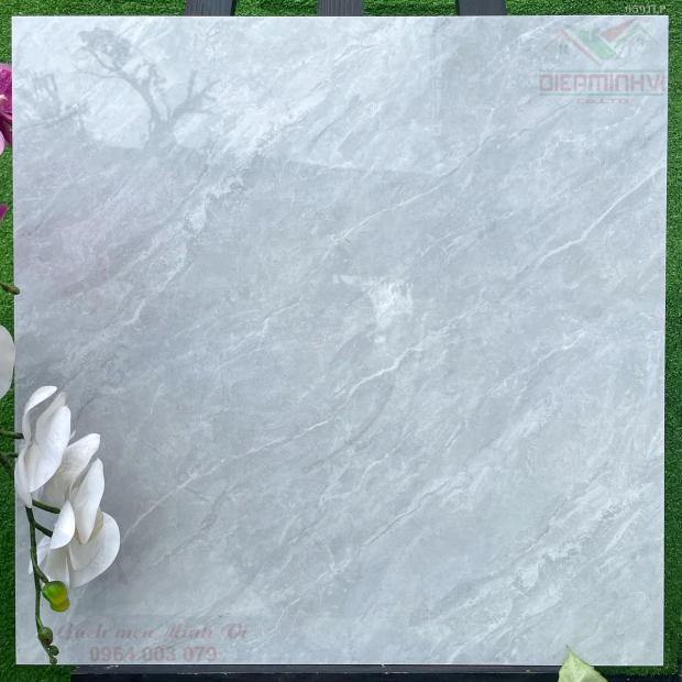 Gạch Lát Nền 80x80 Xám Nhạt Vân Mây MV859 Bóng Kính