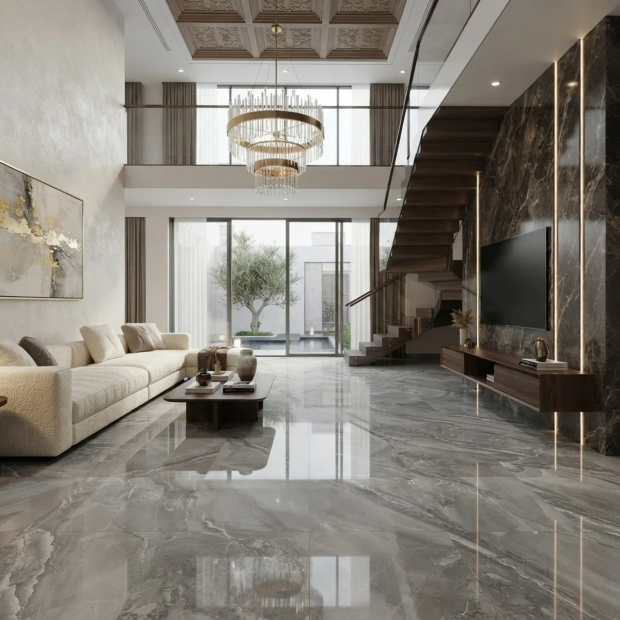 Gạch Viglacera 80x80 bóng kính vân đá xám marble mar2803 sang trọng