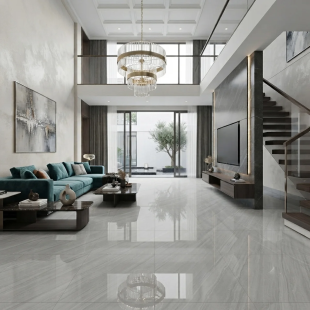 Gạch Viglacera 80x80 bóng kính vân đá xám trắng Mar2202 hiện đại