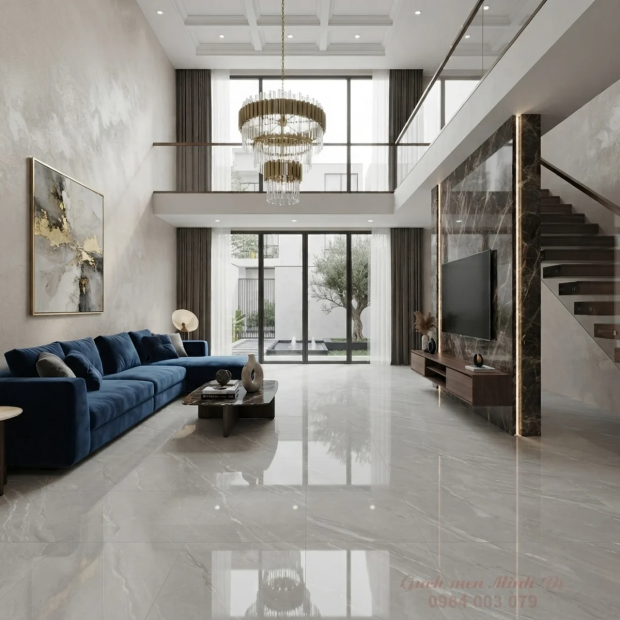 Gạch Viglacera 80x80 bóng kính vân đá xám trắng Mar22512 sang trọng