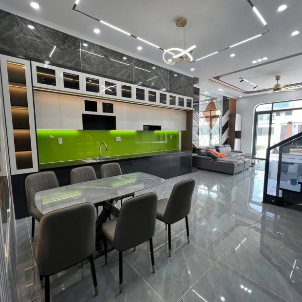 Gạch lót nền 80x80 bóng kiếng vân đá xám cao cấp MV610