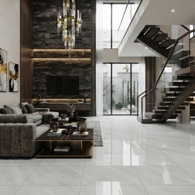 Gạch bóng kính 80x80 Viglacera GP883019 - Vẻ đẹp đá marble trắng cho không gian hiện đại