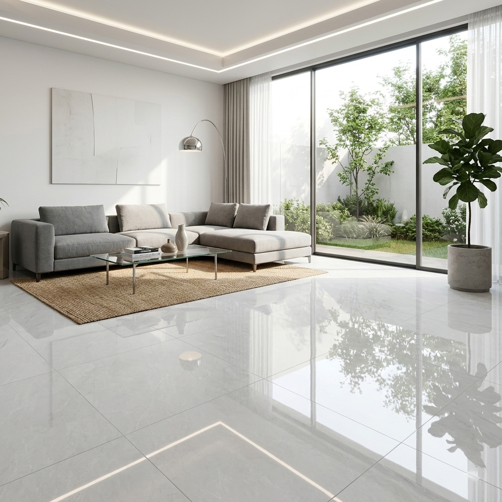 NÂNG TẦM KHÔNG GIAN SỐNG VỚI GẠCH BÓNG KÍNH 80X80 VÂN ĐÁ TRẮNG XÁM HIỆN ĐẠI