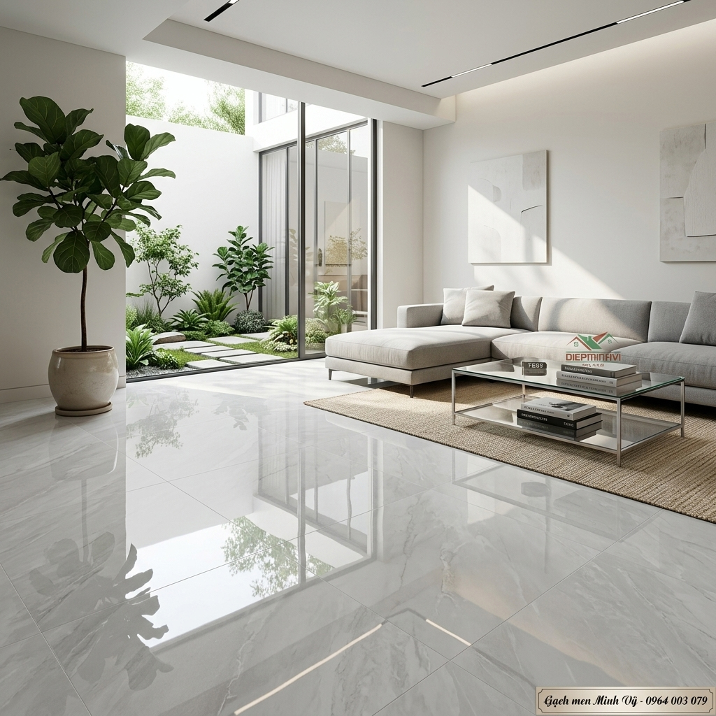 GẠCH BÓNG KÍNH 80X80 VÂN ĐÁ XÁM TẠO KHÔNG GIAN ĐẲNG CẤP VÀ ẤN TƯỢNG
