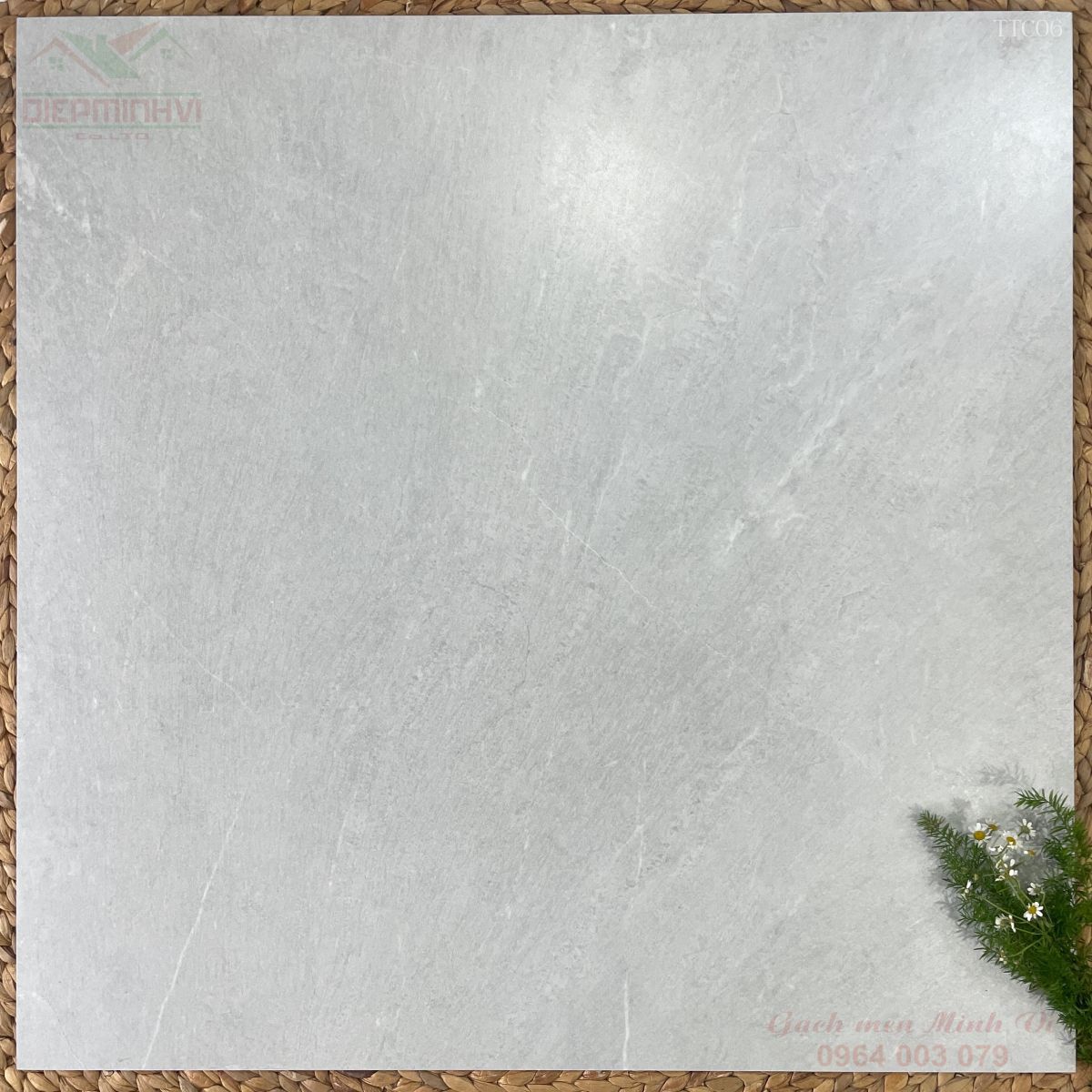 Gạch lát nền 80x80 mờ mịn màu xám nhạt TTC06 bề mặt chống trơn hiện đại