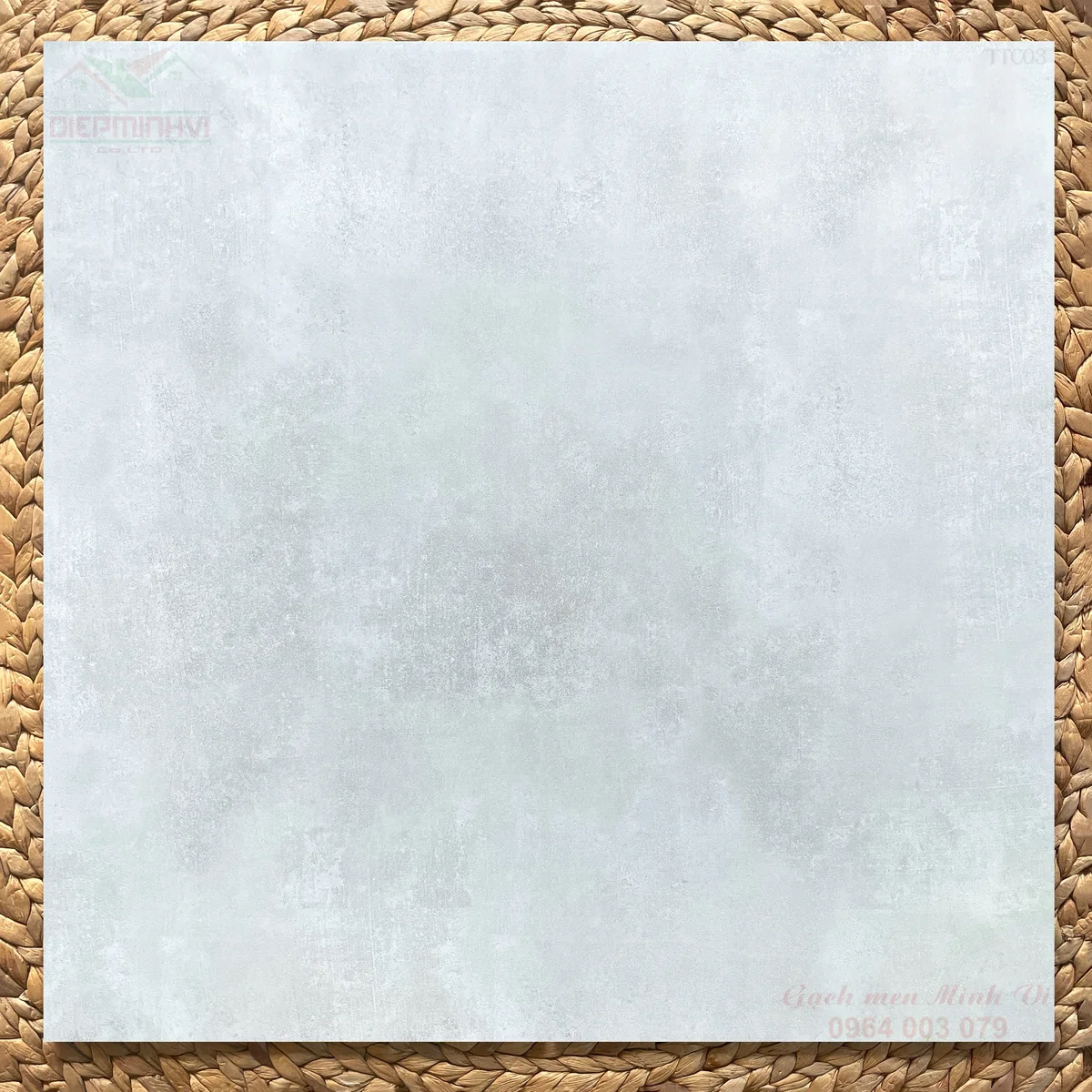 Gạch men mờ 80x80 xám trắng RC8803 lát nền phòng khách phong cách hiện đại