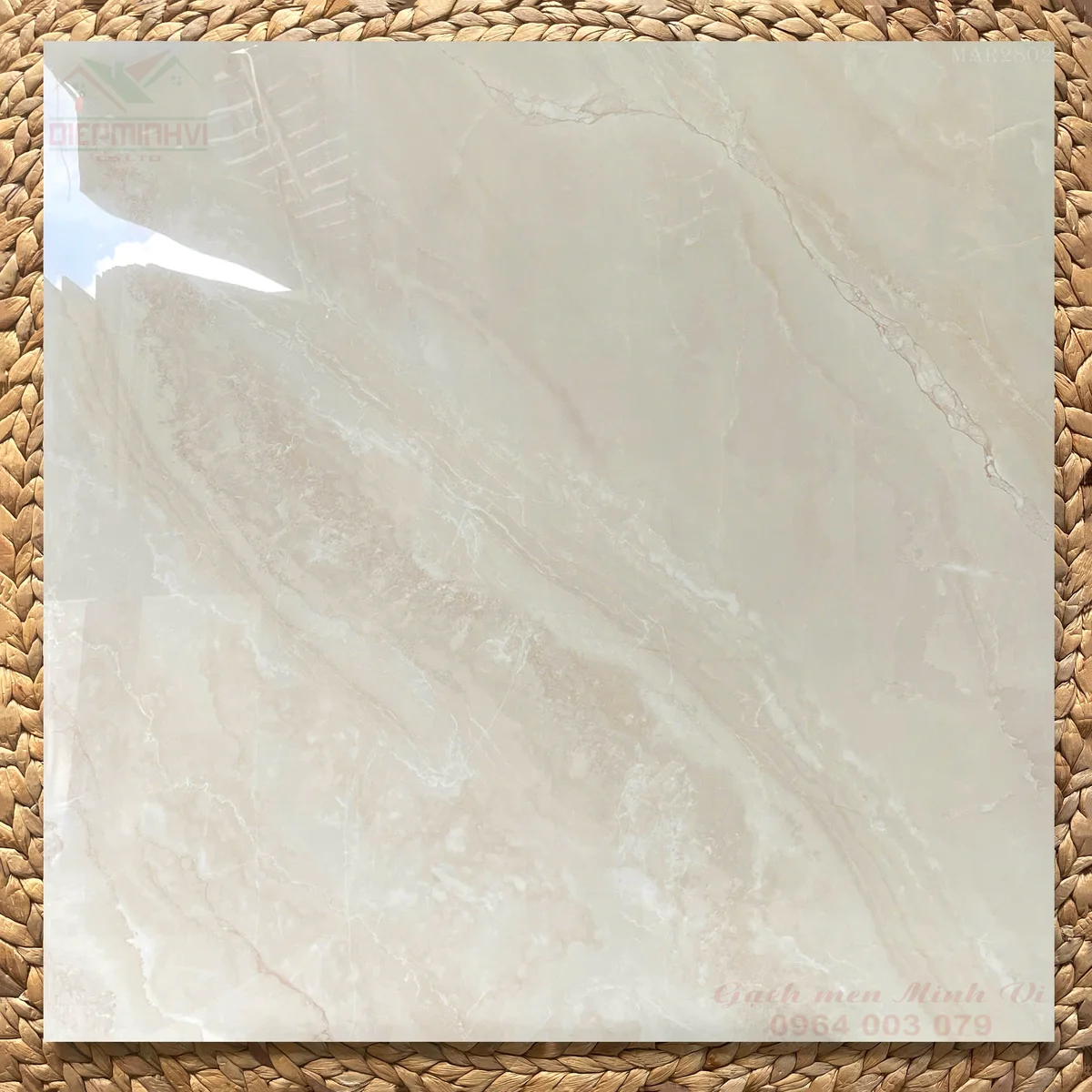 Gạch Viglacera 80x80 bóng kính vân đá vàng kem