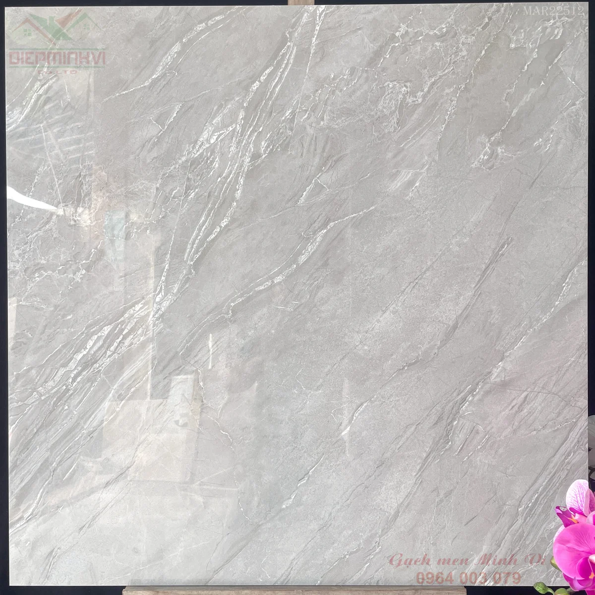 Gạch Viglacera 80x80 bóng kính vân đá xám trắng