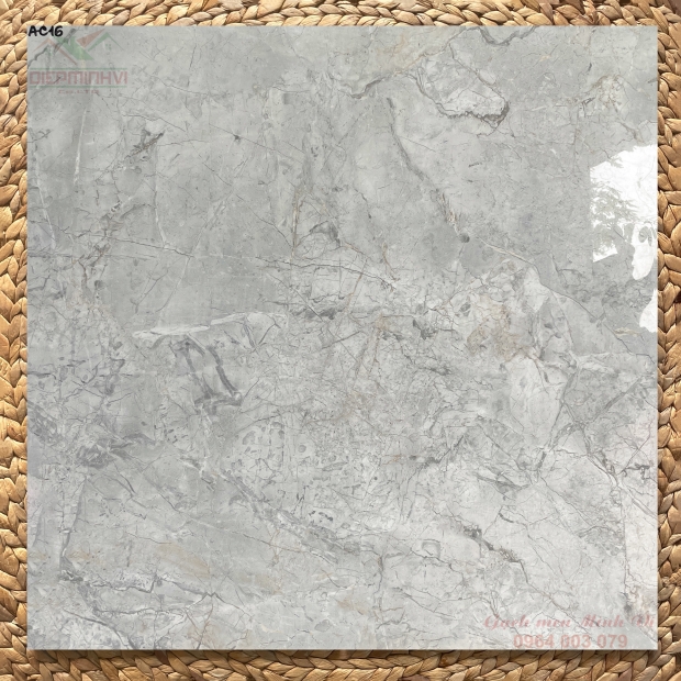 Gạch 80x80 bóng kính vân đá xám sáng cao cấp, lát nền phòng khách sang trọng
