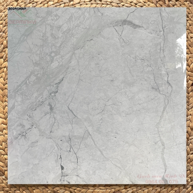 Gạch 80x80 bóng kính vân đá xám sáng cao cấp lát nền phòng khách (P04)