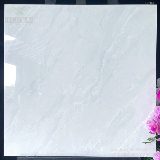 Gạch 80x80 Trắng Vân Đá Bóng Kính MV857 Cao Cấp