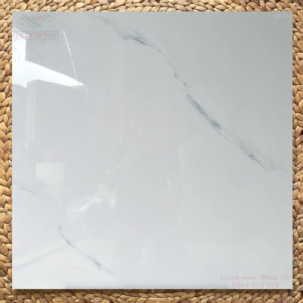 Gạch bóng kính 80x80 trắng vân khói phong cách tối giản H809