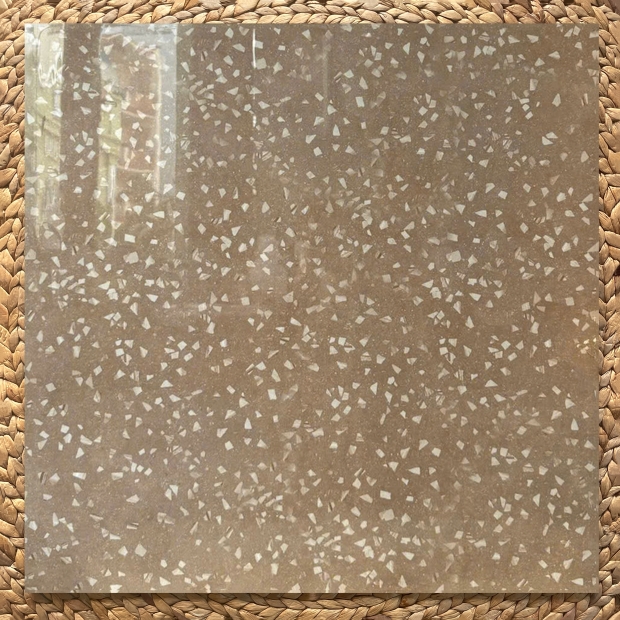 Gạch Lát Nền 80x80 Màu Nâu Be Bóng Kính Terrazzo TTC03 Sang Trọng