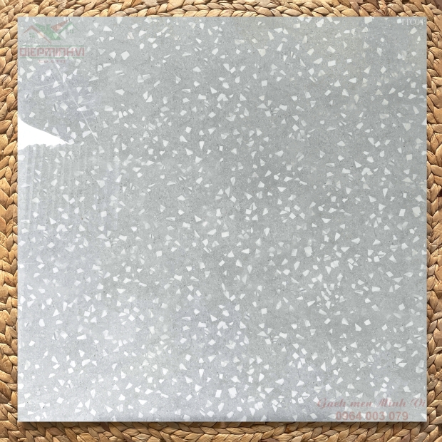 Gạch Terrazzo 80x80 Bóng Kính TTC01 Màu Ghi Sáng Hiện Đại
